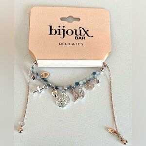 Bijoux Bar Delicates Two Tone Tree of Life Bolo Charm Bracelet NWT